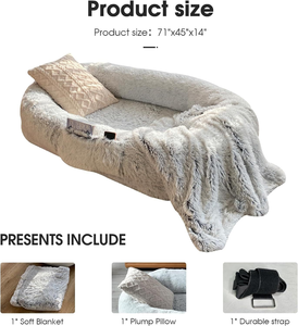 Cama Ortopédica para Humanos y Perros con Almohada y Manta, Cama Extra Grande de Piel Sintética Lavable, Apta para Personas y Mascotas con Base Antideslizante - Product Image 5