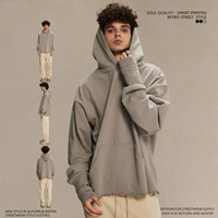 Sweat à capuche pour homme de haute qualité, style américain, à manches ouvertes, avec motif de destruction circulaire, surpiqûres superposées, pour l'automne