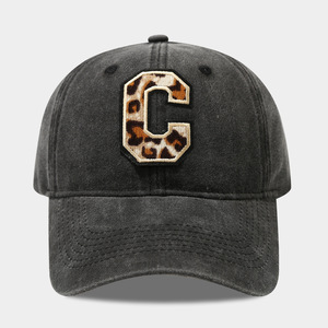 New Arrival Youmite 2 Logos Available Wholesale Washed Cotton Baseball <b>Hat</b> <b>Leopard</b> Heart C Logo Image Letter Unisex Common - Product Image 5