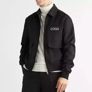 OEM Heavyweight Custom Logo 100% Twill Cotton Turn Down Collar Zipper Up Regular Fit Men's Casual Jacket