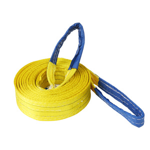 Sangle de levage jaune épaissie tirant la sangle de levage de remorque, <span class=keywords><strong>double</strong></span> anneau de levage de chantier - Product Image 1