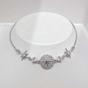 Pulseras elegantes de plata de ley S925 al por mayor, con circonita 3A, chapadas en oro de 18k, con diseño de estrella, ajustables, para mujer. - Product Image 3