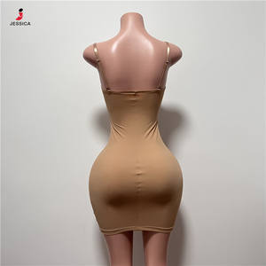Abiti S2718-summer 2025 Sexy Mini abito con spalline sottili per le donne nero Shapewear vestito - Product Image 5