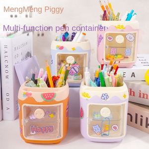 Support de stylo cochon mignon en gros pour étudiants avec autocollants de dessins animés, boîte de rangement de bureau, papeterie de bureau pour filles - Product Image 2