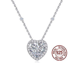 Simple Design Diamond <strong>Link</strong> Cubic Zirconia <strong>Jewellery</strong> 925 Sterling Silver Small Heart Necklace for Women Fashion Pendant Jewelry - Product Image 1
