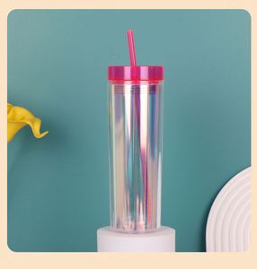 แก้วน้ำเก็บความเย็นสองชั้น ขนาด 16 ออนซ์ 500 มล. ปราศจากสาร BPA พร้อมหลอดดูด แก้วน้ำพกพาแบบมินิมอล 480 มล. ลายเทพธิดา แก้วน้ำแบบมีหลอด - Product Image 5