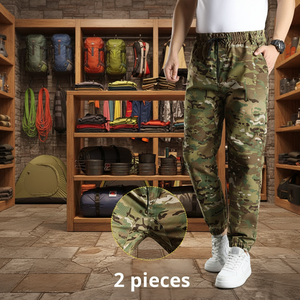 Pantalones Cargo para Hombre, Corte Ajustado, Casuales, Juveniles, Largos, Ligeros, 100% Poliéster, Elásticos, Lavables a Máquina - Product Image 1