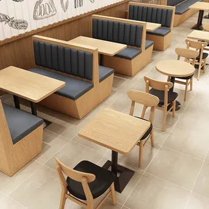 Moderno semplice ristorante commerciale in legno massello divano sedia da pranzo fabbrica su misura in legno tavolo da pranzo e sedia combinazione