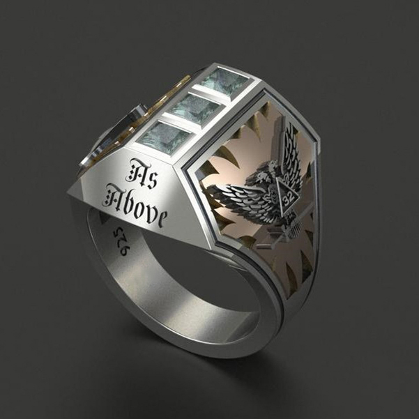 CAOSHI Wholesale Fashion Ring Hip Hop Jewelry Silver Plated Vintage Silver Eagle Crystal Diamond Rings for Men Jewelry