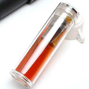 双壁创意金银边镜水晶玻璃水瓶带滤茶器热冷水 - Product Image 3