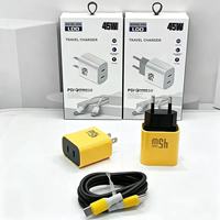 Chargeur rapide double USB-C 45W avec câble Type-C, prise EU/US, charge rapide USB Type-C PD 45W, adaptateur de voyage USB-C pour téléphone portable