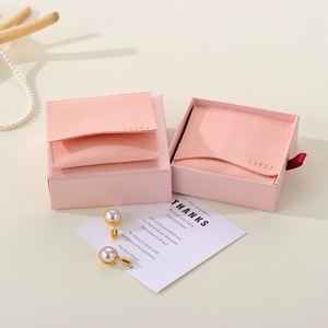 Custom Logo Pink Velvet Pouch and Sliding Drawer Jewelry Packaging <b>Box</b> <b>Gift</b> Set for <b>Earring</b> Bracelet Necklace Ring - Product Image 5