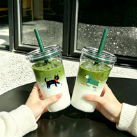 Prix de gros, logo OEM, ensemble de 5 pièces pour matcha avec gobelet en verre réutilisable, paille et couvercle