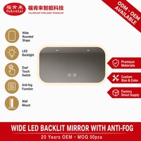 Miroir de salle de bain LED Fullkenlight à forme large et arrondie, rétroéclairage tactile, miroir intelligent LED pour salle de bain