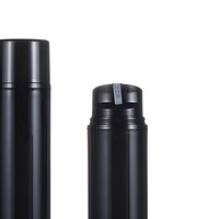 Botol Pompa Vakum Plastik PP Hitam Bulat Kosong 30 50 80 100 120 150 Ml untuk Kemasan Krim Lotion Serum, Botol Vakum untuk Krim Kental