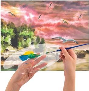 <span class=keywords><strong>Palette</strong></span> de <span class=keywords><strong>peinture</strong></span> en plastique, acrylique transparent, facile à nettoyer, pour aquarelle <span class=keywords><strong>gouache</strong></span>, mélange d'huile, design ovale, 2 pièces, 15x25cm - Product Image 5