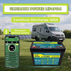 Baterai LiFePO4 Grup 27 12V 90Ah dengan CANbus untuk Victron, Baterai Lithium RV Marine 12.8V, BMS Terintegrasi, Daya Surya Siklus Dalam - Product Image 3