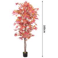 Vente en gros d'érable artificiel de 4 pieds érable rouge en soie douce érable d'automne plantes de sol pour la décoration du salon