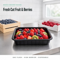 Groothandel wegwerp PET gasflush verpakking tray supermarkt MAP tray voor vers gesneden fruit