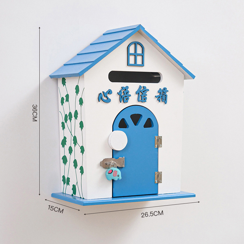 Older model large blue "Heartfelt Message" mailbox with lock