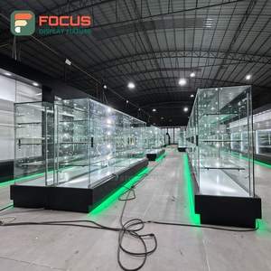 Lockable Smoke Shop Display Cabinet Wood Glass <b>Counter</b> LED Light Tobacco Display Cabinet - Product Image 6