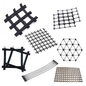 Polyester Geogrid Warp Knitted Bidirectional For Railway <b>Foundation</b> Reinforcement Black 200kN/m Two Way Grille - Product Image 1