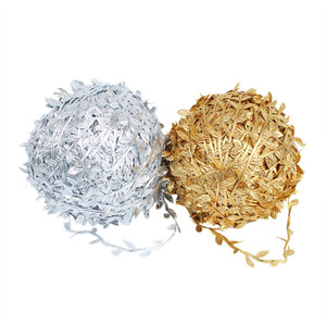 Bandes de feuilles de soie Meng Weihe 200m, feuilles artificielles or et argent, guirlandes pour décorations de mariage, accessoires extérieurs, décoration intérieure - Product Image 1