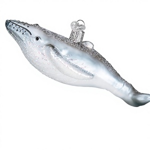 Décoration de Noël suspendue en verre soufflé artisanal sur mesure, thème plage, baleine verte à bosse, vie marine, baleine <span class=keywords><strong>Beluga</strong></span>, poisson - Product Image 1