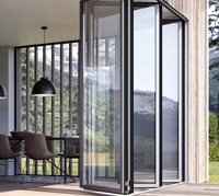 Cloison pliante en verre trempé anti-pincement robuste pour magasins, vérandas, balcons, villas, cours, hôpitaux, résistante au vent