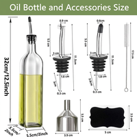 Bouteille distributrice d'huile d'olive carrée de 500 ml avec bec verseur en acier inoxydable pour la cuisine