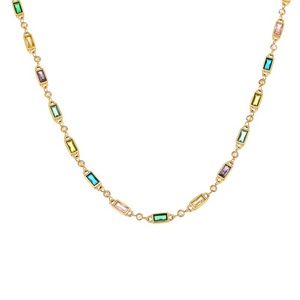 Charme de <span class=keywords><strong>bijoux</strong></span> en acier inoxydable à la mode simple Collier en pierre de verre <span class=keywords><strong>plaqué</strong></span> <span class=keywords><strong>or</strong></span> 18 carats pour femmes - Product Image 6