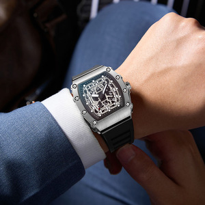 Men's Tonneau Quartz Watch 14mm Waterproof Analog Sports Watch With Stainless Steel Buckle - Product Image 2