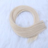 Extensions de cheveux humains tissées à la main, 100% vierges, avec mèches blond cendré, à coudre