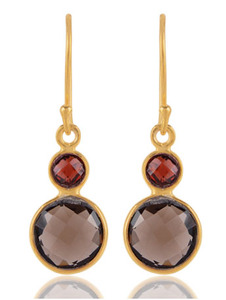 Best Selling Gold Plated 925 Sterling Silver Smokey <b>Quartz</b> Drop <b>Earrings</b> Vintage Multi-Gemstone Wedding Party Gift for Women - Product Image 3