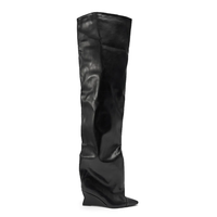 Bottes à talon compensé pour femmes, design d'usine, pour mollets larges, chaussures de luxe tendance pour l'hiver et les soirées