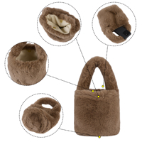 Sac fourre-tout Sherpa pour femmes Sac à main en fausse fourrure Sac à main en peluche pelucheuse Sacs à main mignons Petits fourre-tout Hiver Mode Sacs à main