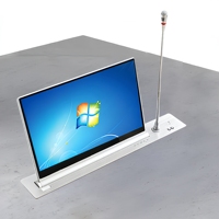 Système de conférence pour salle de réunion professionnelle avec moniteur LCD escamotable et microphone intégré