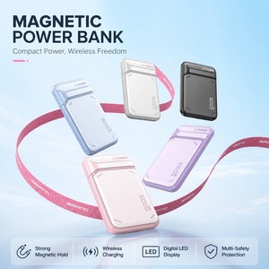แบตเตอรี่สำรองพกพา 10000mAh ชาร์จไร้สาย ดีไซน์แม่เหล็ก ขนาดกะทัดรัด ตัวเรือนพลาสติกสีขาว ช่องเสียบ Type-C - Product Image 2