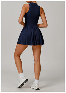 Vestido de tenis para <span class=keywords><strong>mujer</strong></span> con pantalones cortos Body transpirable deportes al aire libre desnudo ajustado ejercicio venta al por mayor logotipo personalizado - Product Image 6