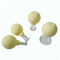 Ensemble de 4 ventouses en verre pour massage facial, outil de thérapie par ventouses, massage sous vide pour les yeux, anti-cellulite, pour la beauté