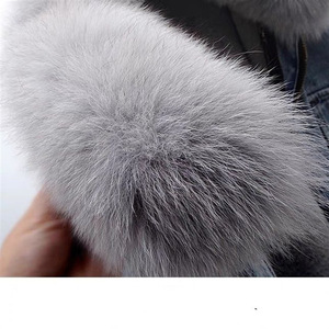2025 Women's Casual Short Coat Parka Autumn Winter Waterproof <strong>Denim</strong> <strong>Jacket</strong> Detachable Rabbit Faux Fox Fur Polyester Inner <strong>Liner</strong> - Product Image 4