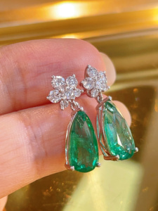 Xinfly Hot Sale Solid 18K Gold Natural <b>Emerald</b> <b>Stud</b> Earrings AU750 Fine Jewelry Daily Wear Ready to Ship - Product Image 1
