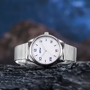 Luxus Männer Armbanduhr benutzer definierte Relojes de Cuarzo Para Hombre Armbanduhren Quarz Stahl Silber Uhr für Männer