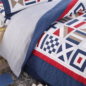 Ensemble <span class=keywords><strong>de</strong></span> couette matelassée en coton pur fait main <span class=keywords><strong>de</strong></span> style européen, imprimé patchwork à motifs géométriques, luxe toutes saisons - Product Image 4