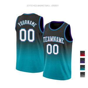 Maillots de <span class=keywords><strong>basket</strong></span>-ball européens sur mesure, imprimés, grande taille, en noir à dégradé gris, avec surpiqûres en twill pour le jeu d'équipe - Product Image 3