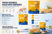 Sachet thermoscellable stable de qualité alimentaire pour ingrédients de sushi surgelés, pochette à scellage arrière en PET/PE, ralentit la dégradation des aliments, usage industriel