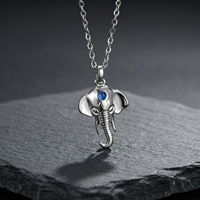 Collar con Cabeza de Elefante de Acero Inoxidable 316L para Hombre y Mujer, Colgante de Piedra Azul de la Suerte y la Sabiduría, Joyería Étnica Animal, Resistente al Agua, Regalo