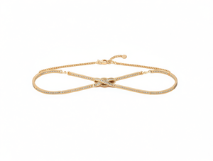 Catena Elastica da Donna in Lega d'Acciaio Placcata Oro con Diamanti, Elegante per Uso Quotidiano - Product Image 1