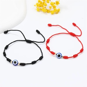 Fabricante turco Evil Eyes Bead Charm pulseras hechas a mano macramé suerte <span class=keywords><strong>7</strong></span> <span class=keywords><strong>nudos</strong></span> Rojo Negro cordón cuerda anudada <span class=keywords><strong>pulsera</strong></span> - Product Image 1