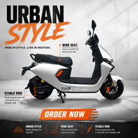 Moto électrique urbaine 72V 1000W 2000W avec moteur puissant, amortisseur réglable et pneus larges, deux roues